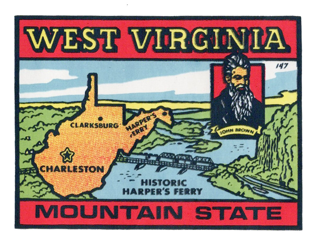 Modal Additional Images for West Virginia (2) Mountain State Map Vintage Vacation Sticker